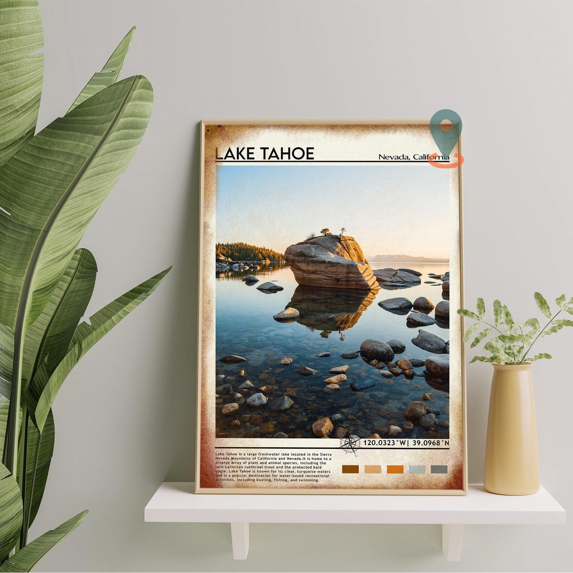 Lake Tahoe Nevada California Bonsai Rock Sunset Reflection Poster - Image 4