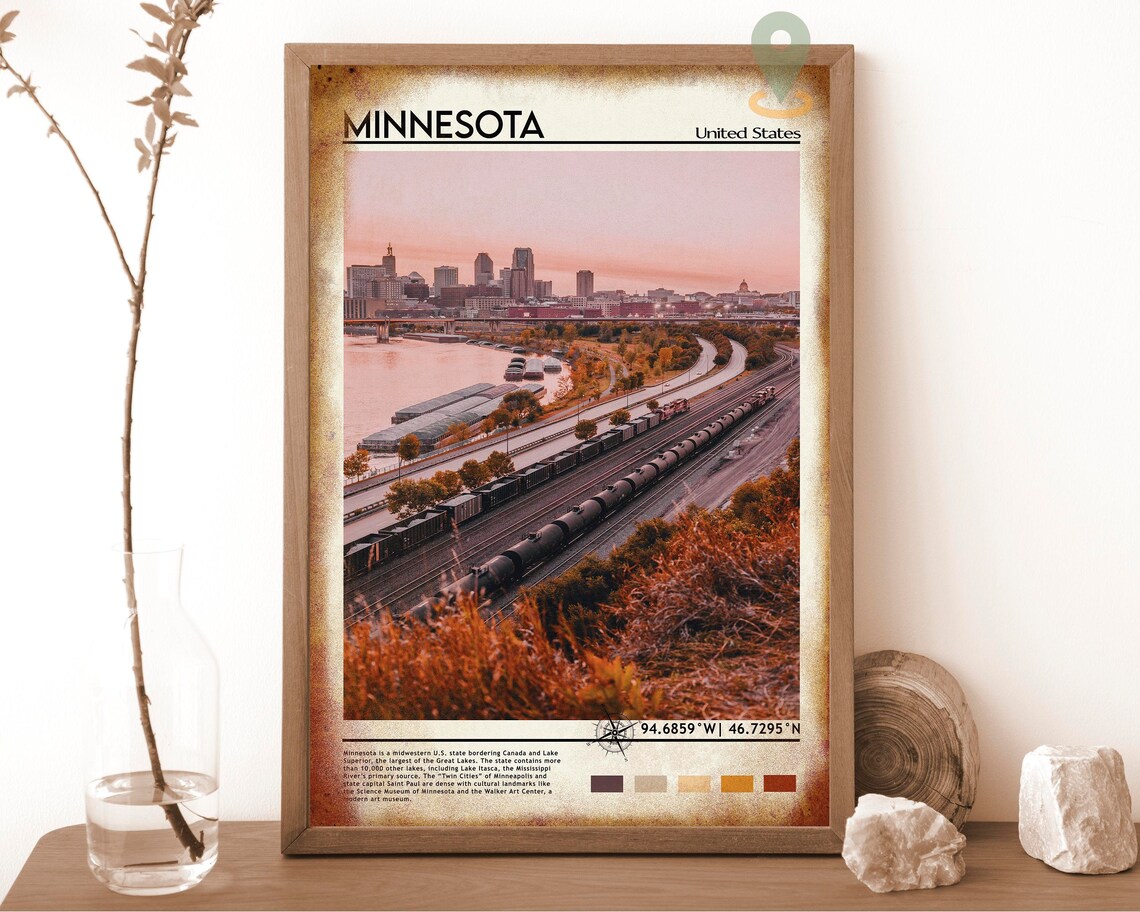 Minnesota United States City Skyline Sunset Photo Travel Poster - Image 6
