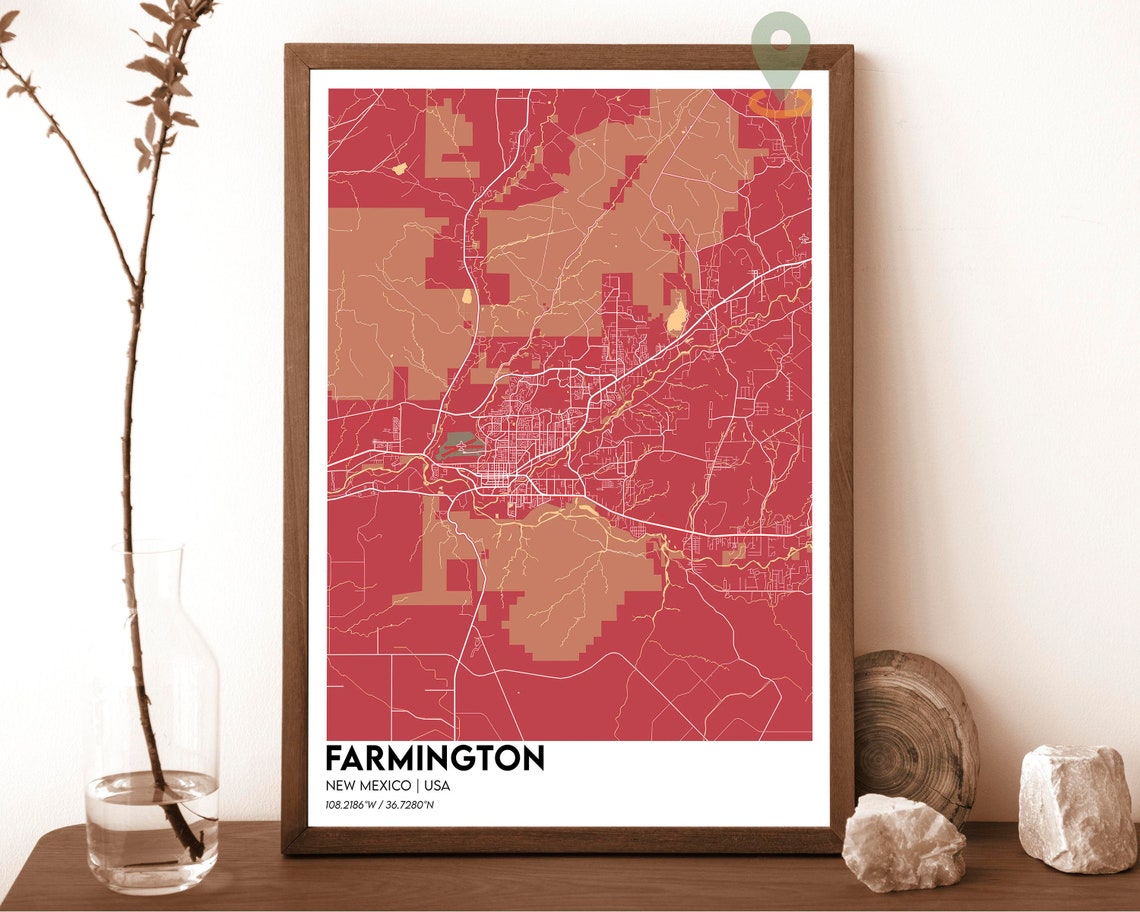 Farmington Map Farmington Map Print Farmington Personalized Map Farmington Wall Art Farmington Travel Poster Farmington City New Mexico - Image 3