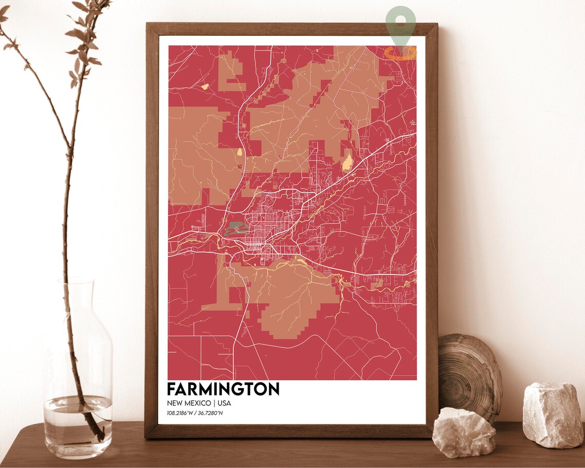 Farmington New Mexico Vintage Parchment Street Map Art Poster - Image 3