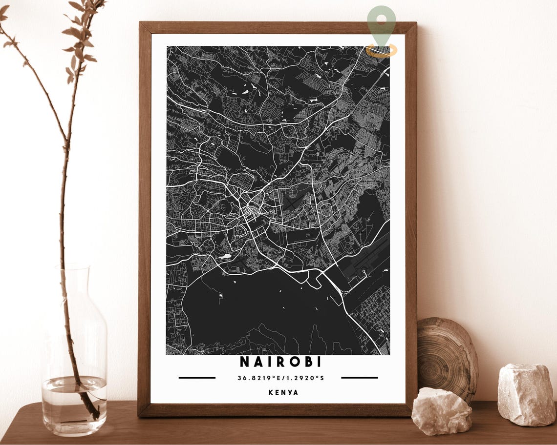 Nairobi Kenya City Street Map Pink Modern Art Print for Safari Lovers - Image 2