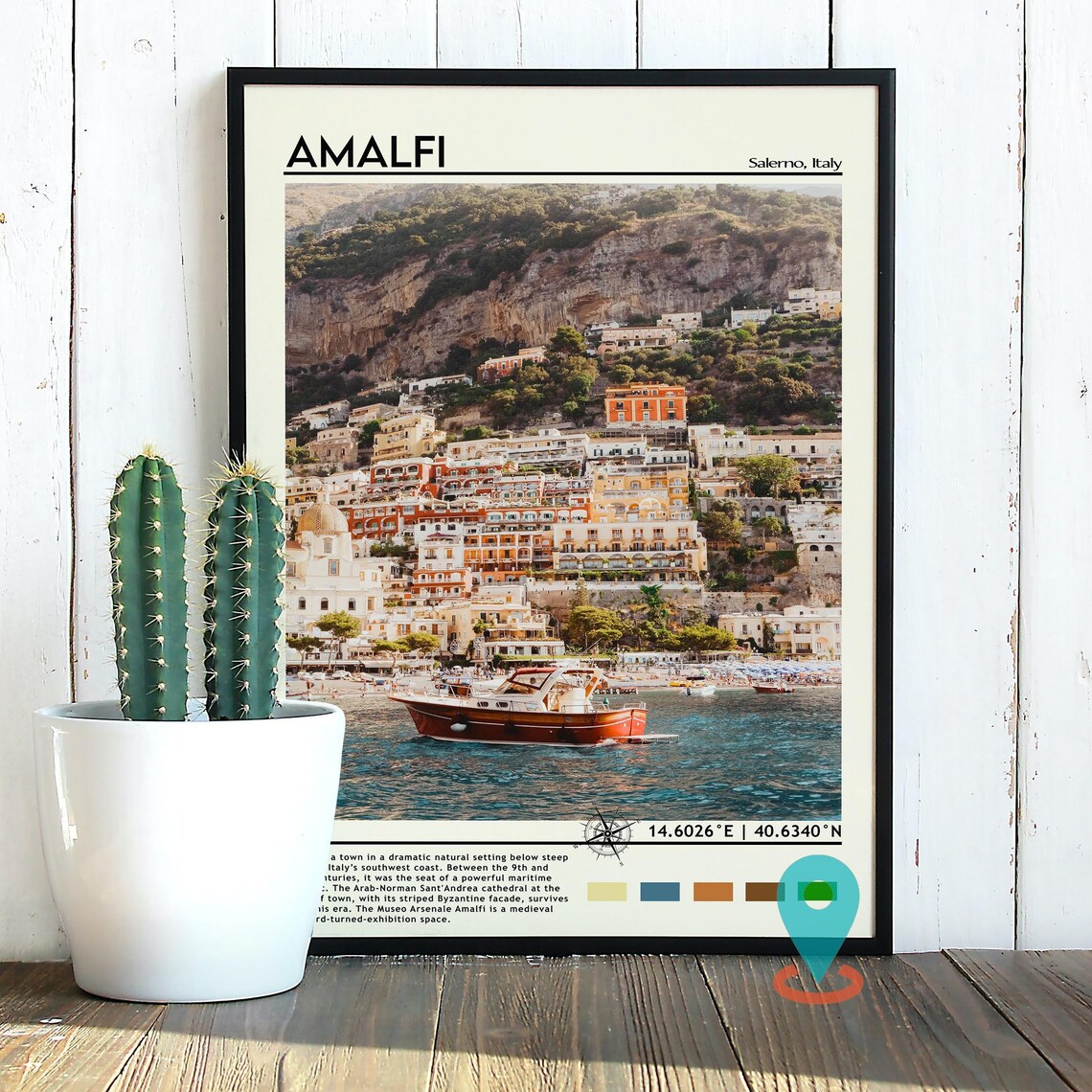 Amalfi Italy Coast Colorful Village Boat Photo Travel Poster - Image 4