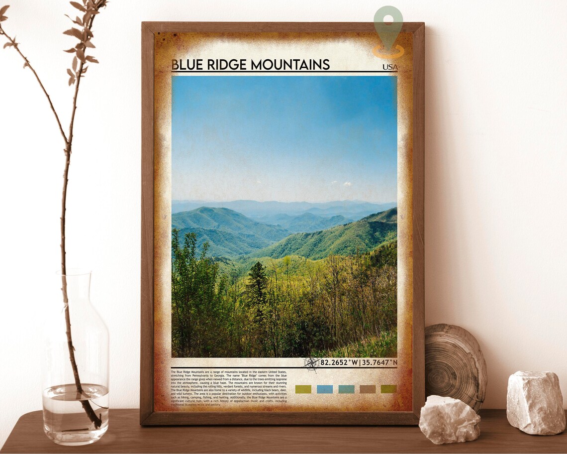 Blue Ridge Mountains USA Layered Peaks Photo Nature Travel Wall Art - Image 6
