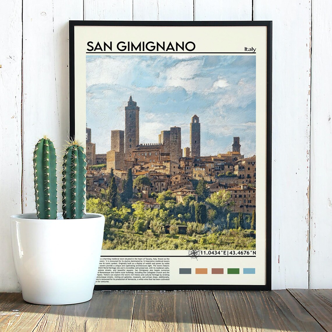 San Gimignano Italy Tuscan Medieval Stone Towers Travel Art Print - Image 3