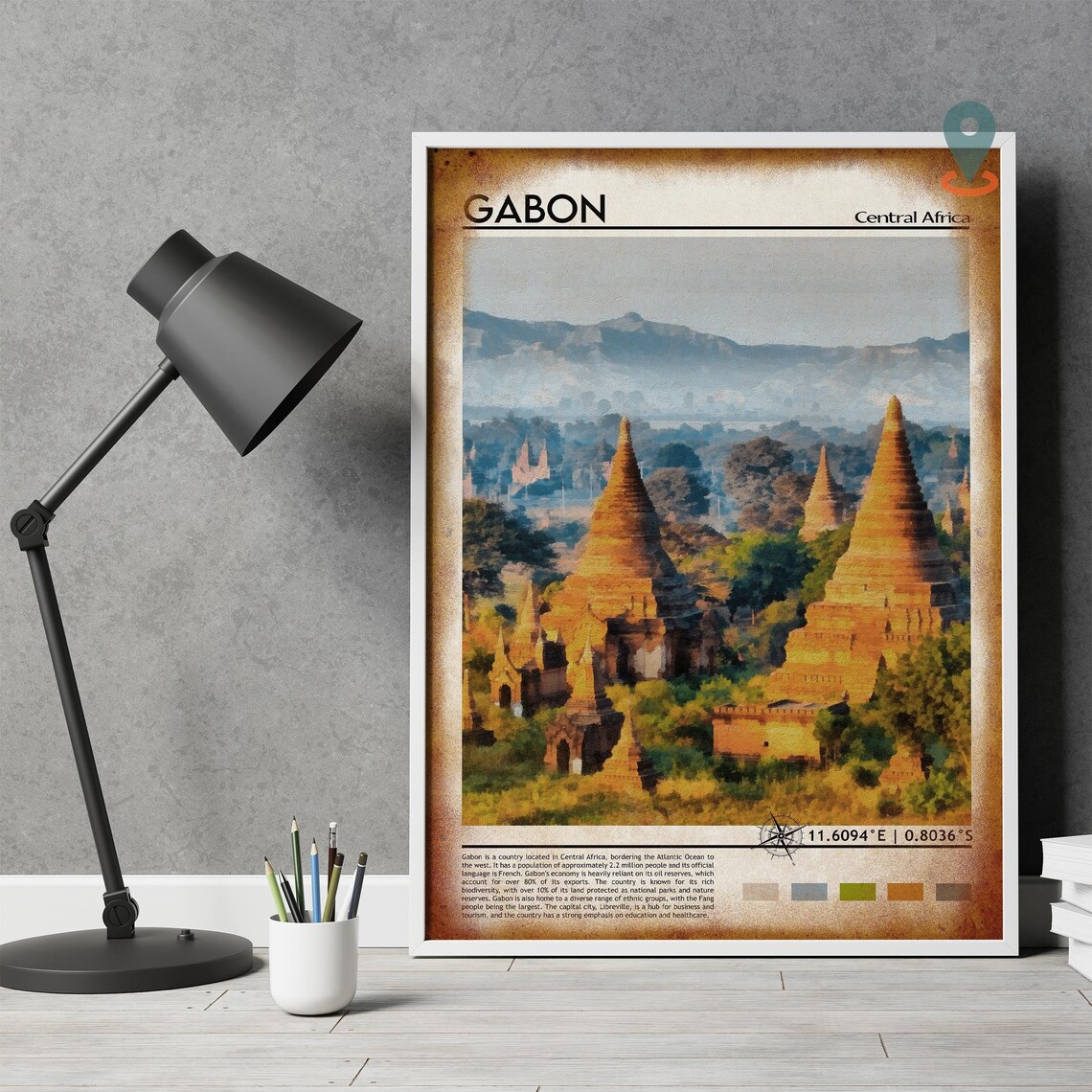 Ancient Temple Stupas Sunrise Golden Asia Travel Photo Poster - Image 5