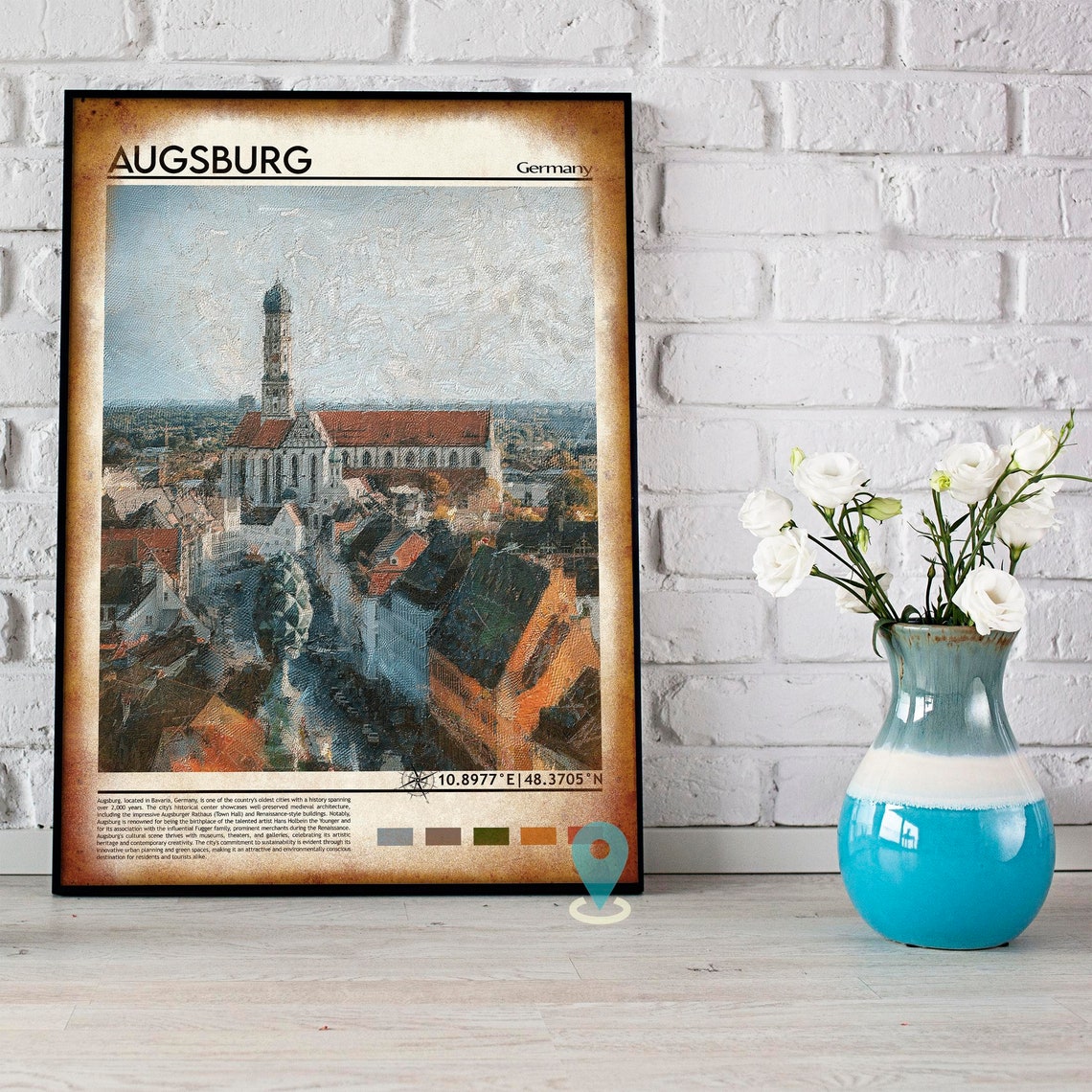 Augsburg Germany Historic Old Town Church Tower Travel Poster - Image 4