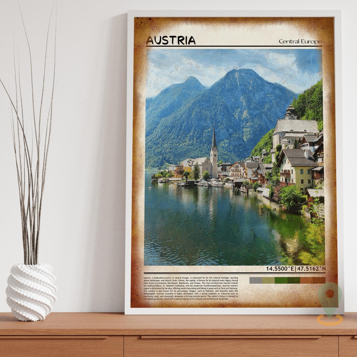 Austria Hallstatt Lakeside Village Mountain Lake Photo Poster - Image 3