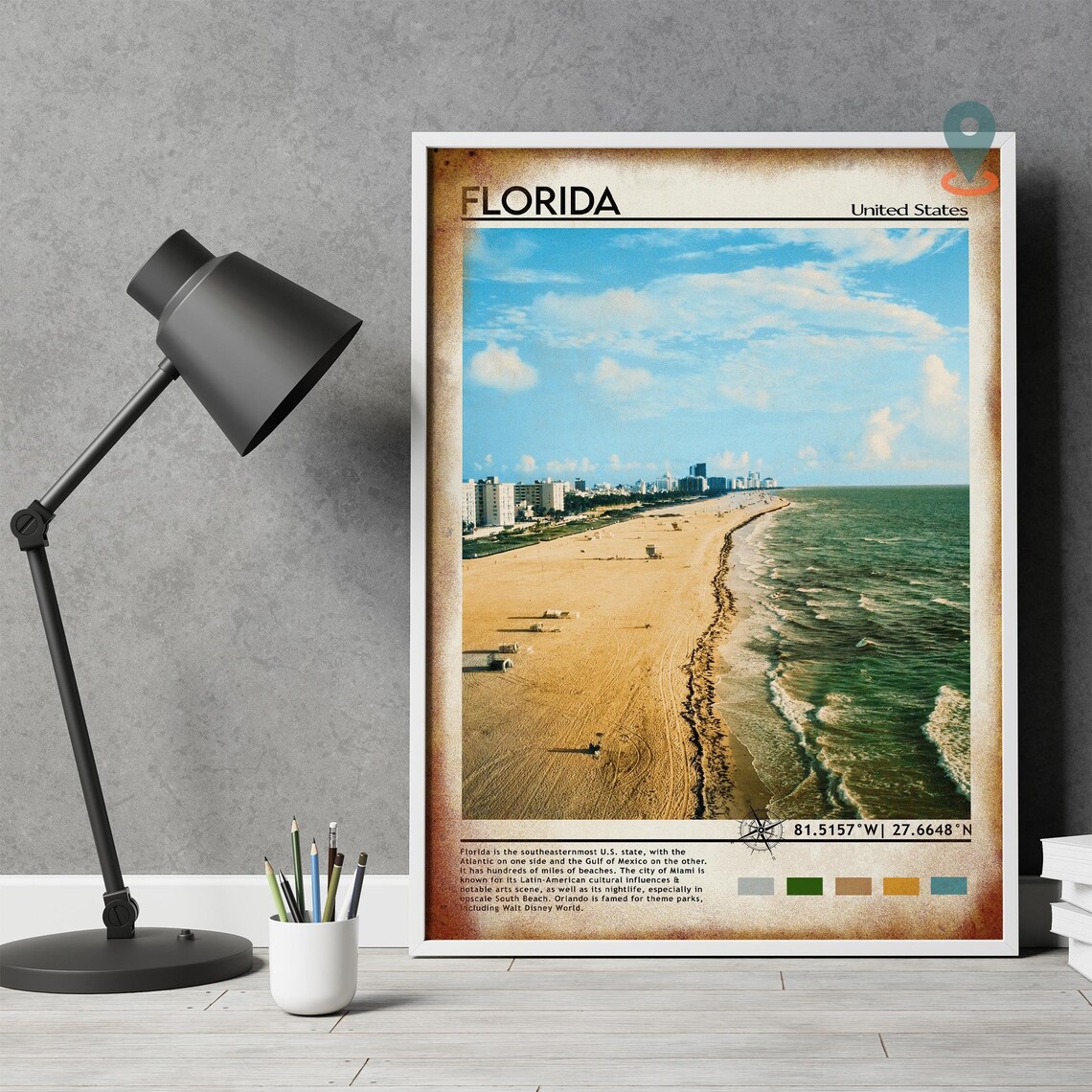 Florida United States Beach Coastline Aerial Photo Travel Poster - Image 3