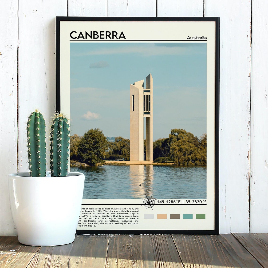 Canberra Australia Carillon Bell Tower Lake Sunset Photo Poster - Image 4