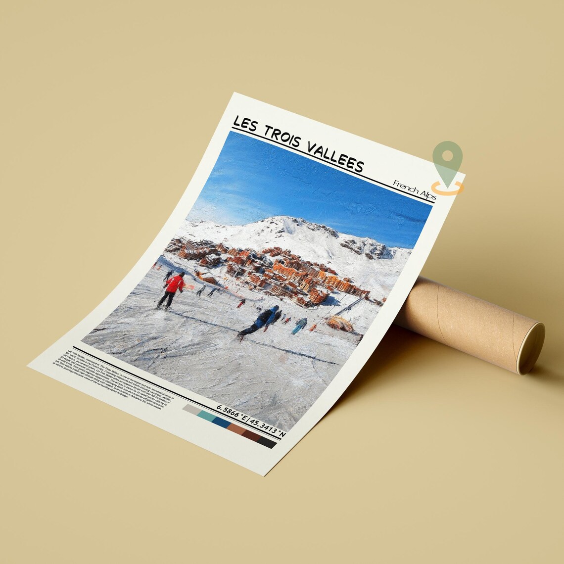 Les Trois Vallees French Alps Ski Village Bustling Slopes Poster - Image 2