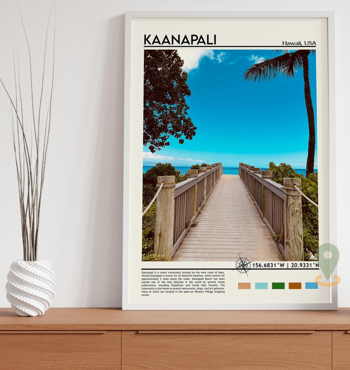 Kaanapali Maui Hawaii Beach Boardwalk Tropical Escape Poster - Image 3