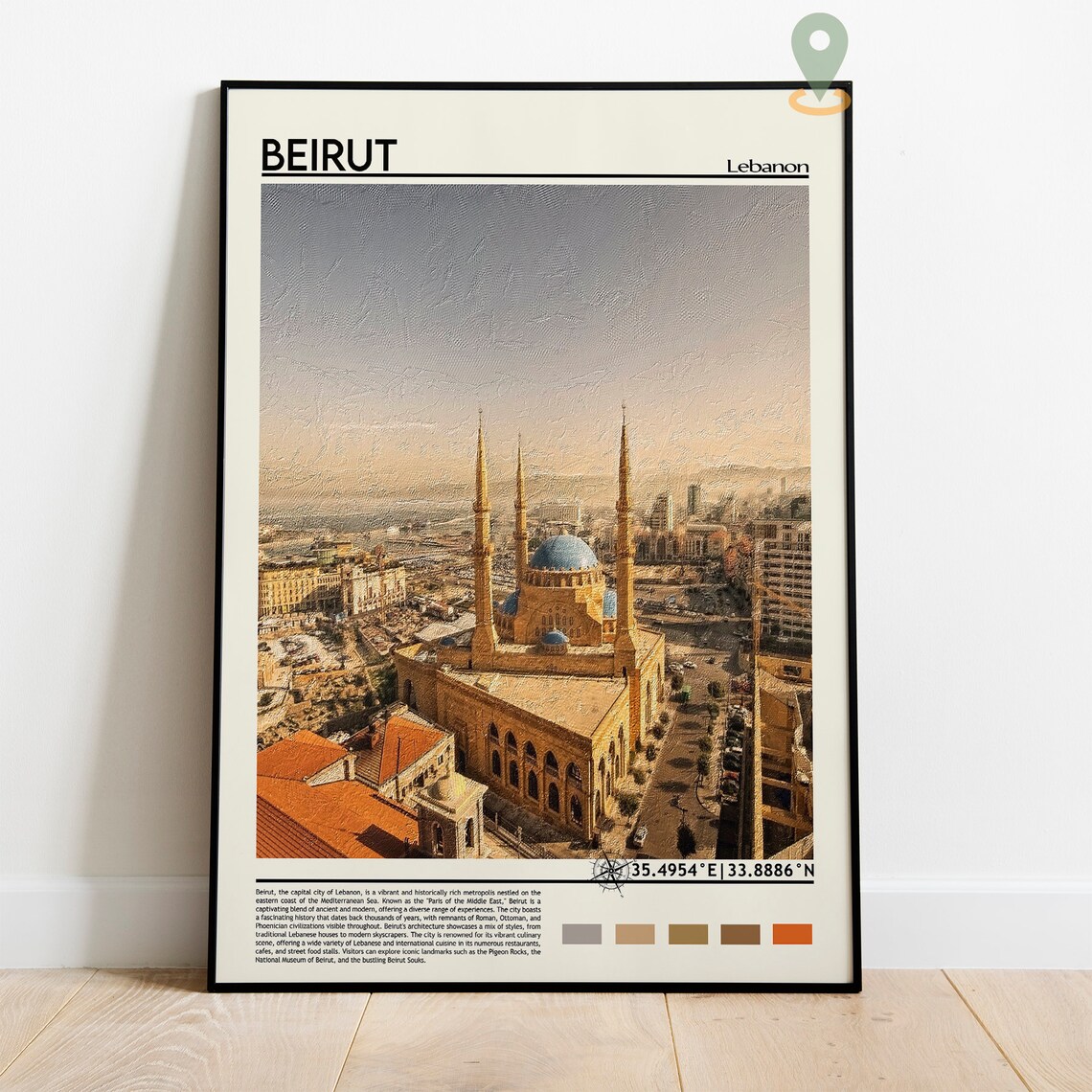 Beirut Lebanon Historic Blue Dome Mosque Photo City Travel Wall Art - Image 5
