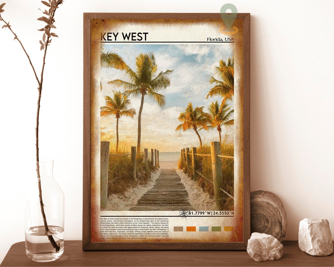 Key West Florida Palm Beach Sunset Photo Travel Poster Home Decor - Image 6