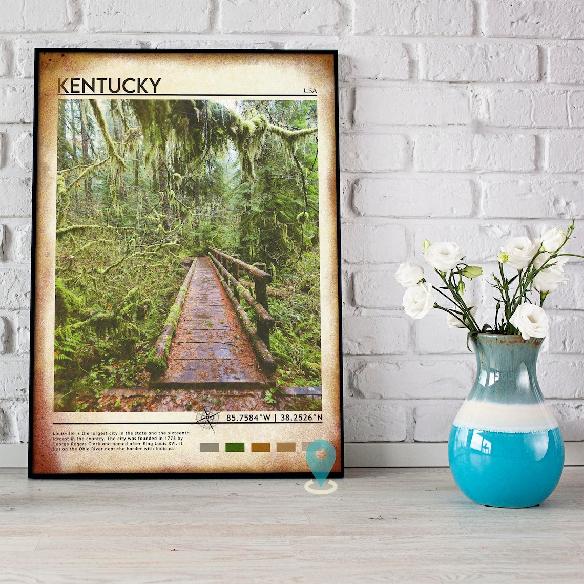 Kentucky USA Mossy Forest Boardwalk Nature Photo Home Decor Poster - Image 2