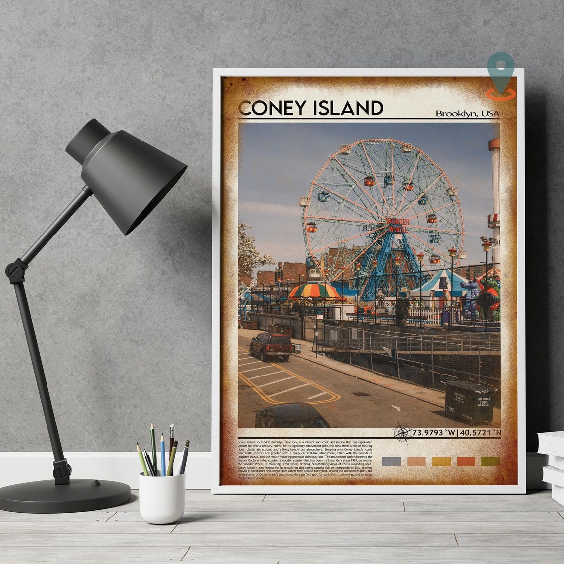 Coney Island Print Coney Island Poster Coney Island Wall Art Coney Island Travel Coney Island Art Print Coney Island Artwork New York - Image 4