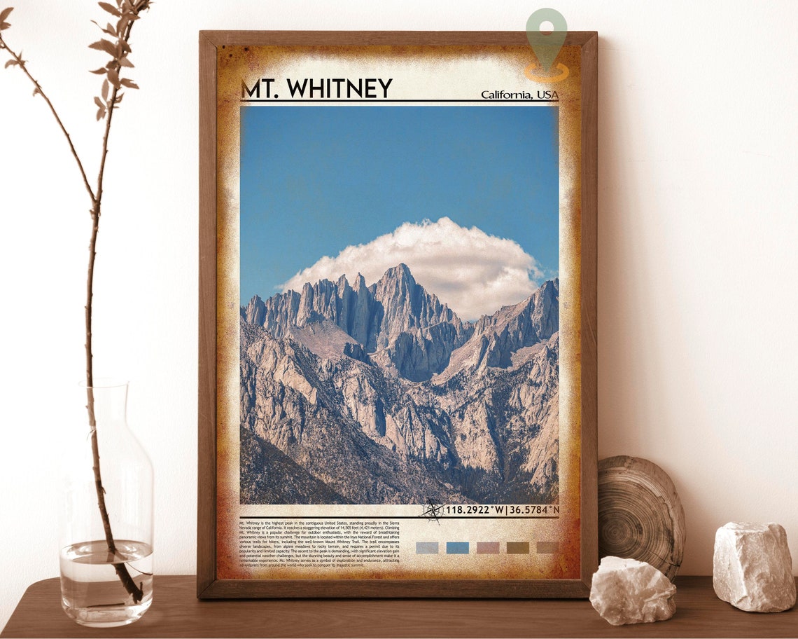 Mount Whitney California USA Highest Peak Mountain Landscape Poster - Image 6