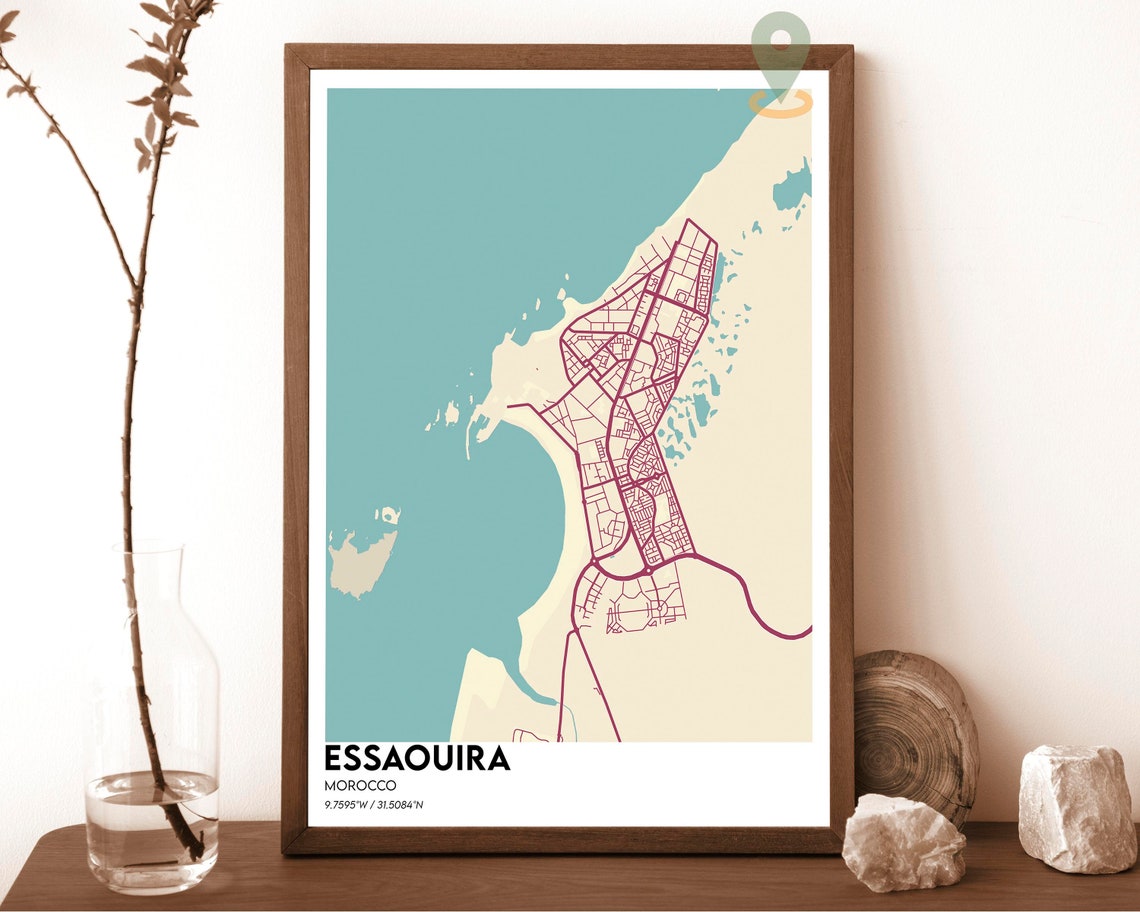 Essaouira Morocco Navy Gold Coastal City Street Map Art Poster - Image 6