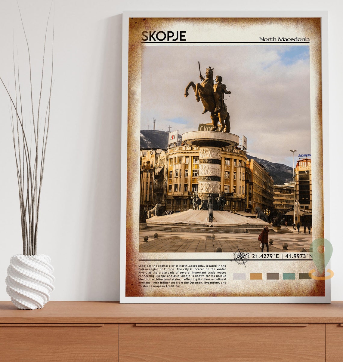 Skopje Print Skopje Art Skopje Poster Skopje Photo Skopje Poster Print Skopje Painting North Macedonia Travel Poster Vintage Poster - Image 3