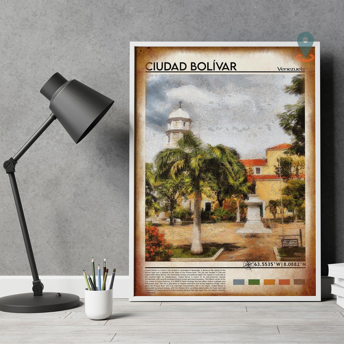 Ciudad Bolivar Venezuela Colonial Cathedral Travel Art Poster - Image 4