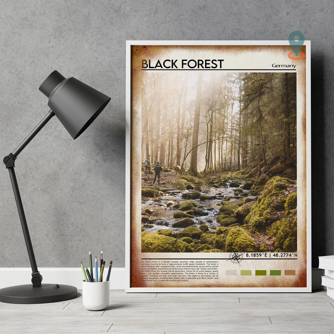Black Forest Germany Mossy Stream Forest Hiking Trail Poster - Image 4