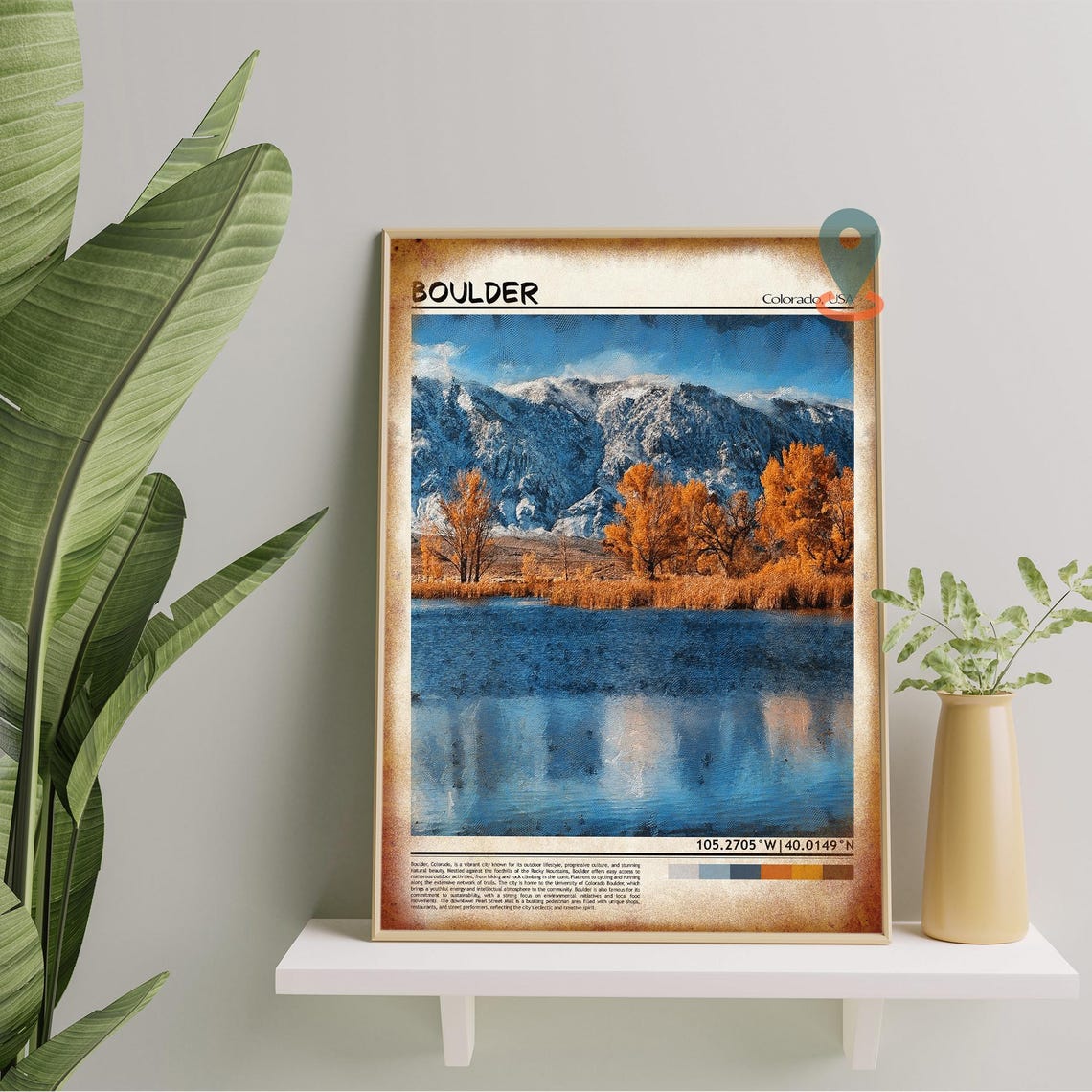 Boulder Colorado Snowy Mountain Lake Autumn Reflection Poster - Image 5