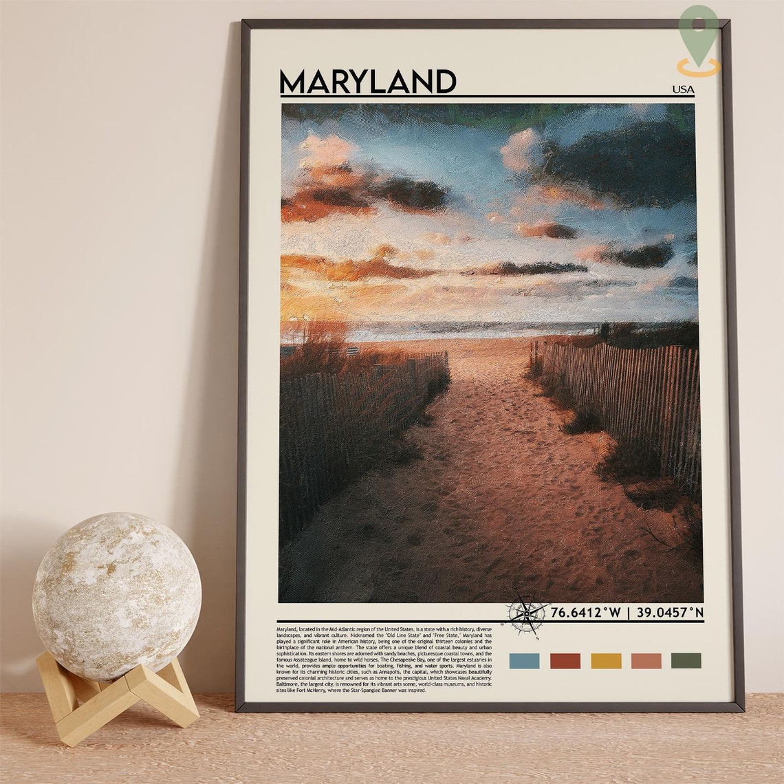 Maryland Print Maryland Poster Maryland Wall Art Maryland Travel Print Maryland Art Print Maryland Artwork Maryland Photo - Image 3