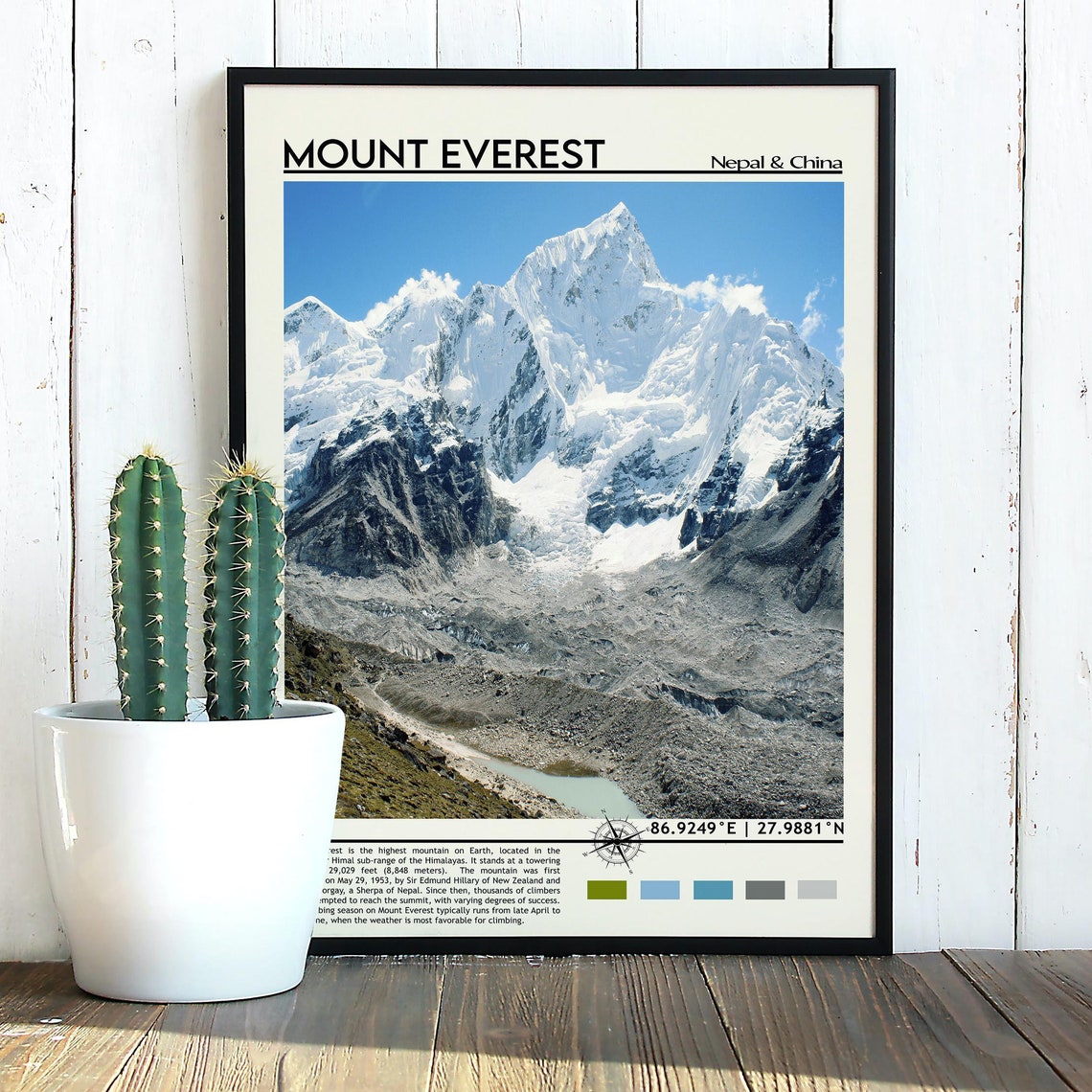 Mount Everest Nepal China Snowy Himalayan Peak Travel Poster - Image 3