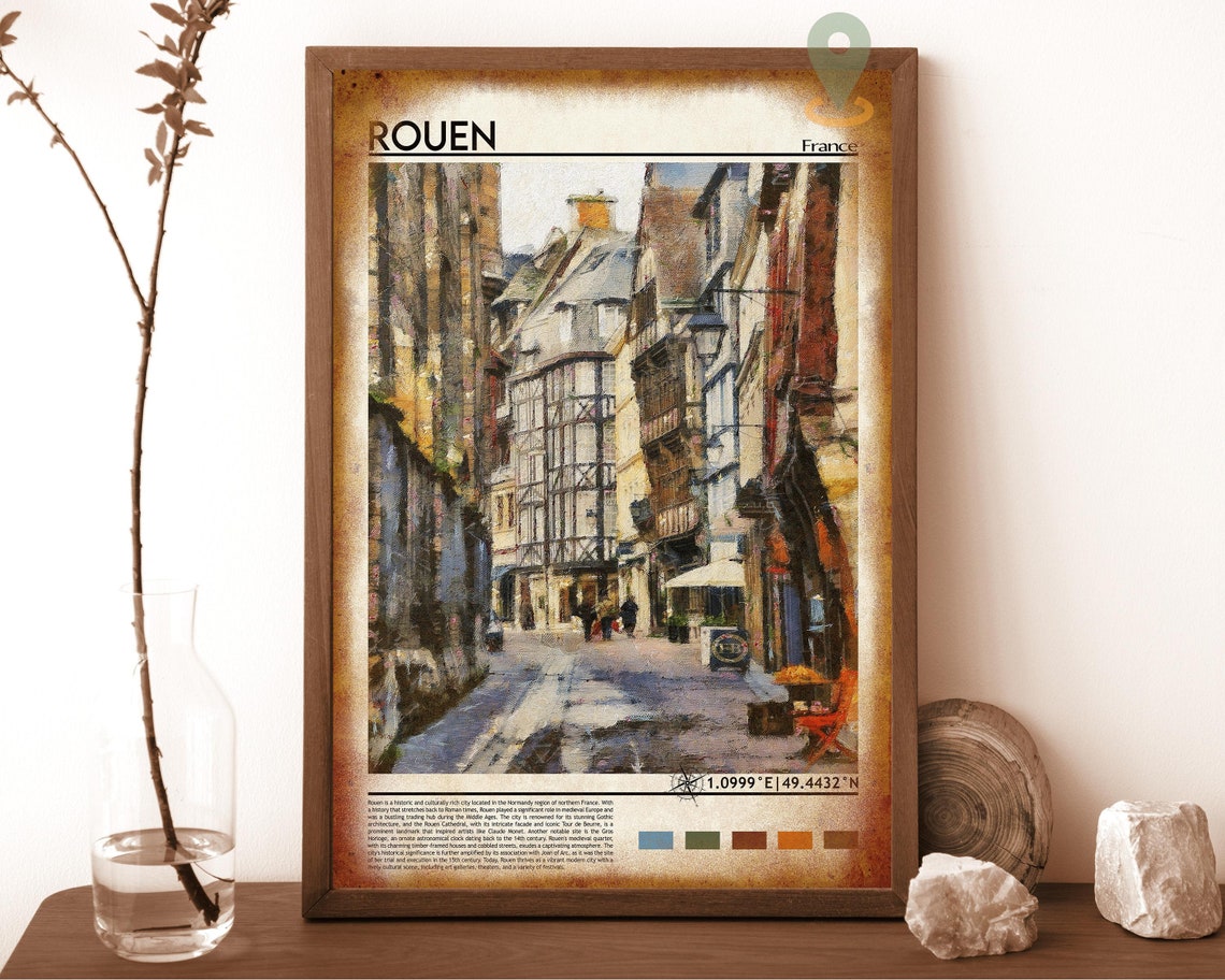 Rouen Poster Normandy Art France Travel Poster Rouen Print Rouen Artwork Rouen Wall Art Rouen Travel Normandy Print Rouen France - Image 6