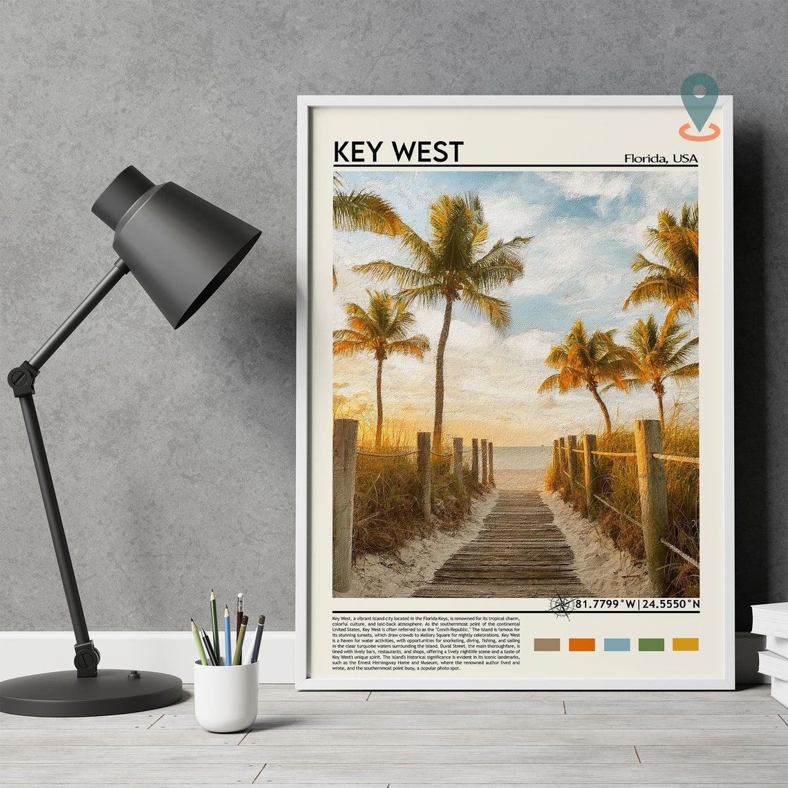 Key West Florida Palm Beach Sunset Photo Travel Poster Home Decor - Image 5