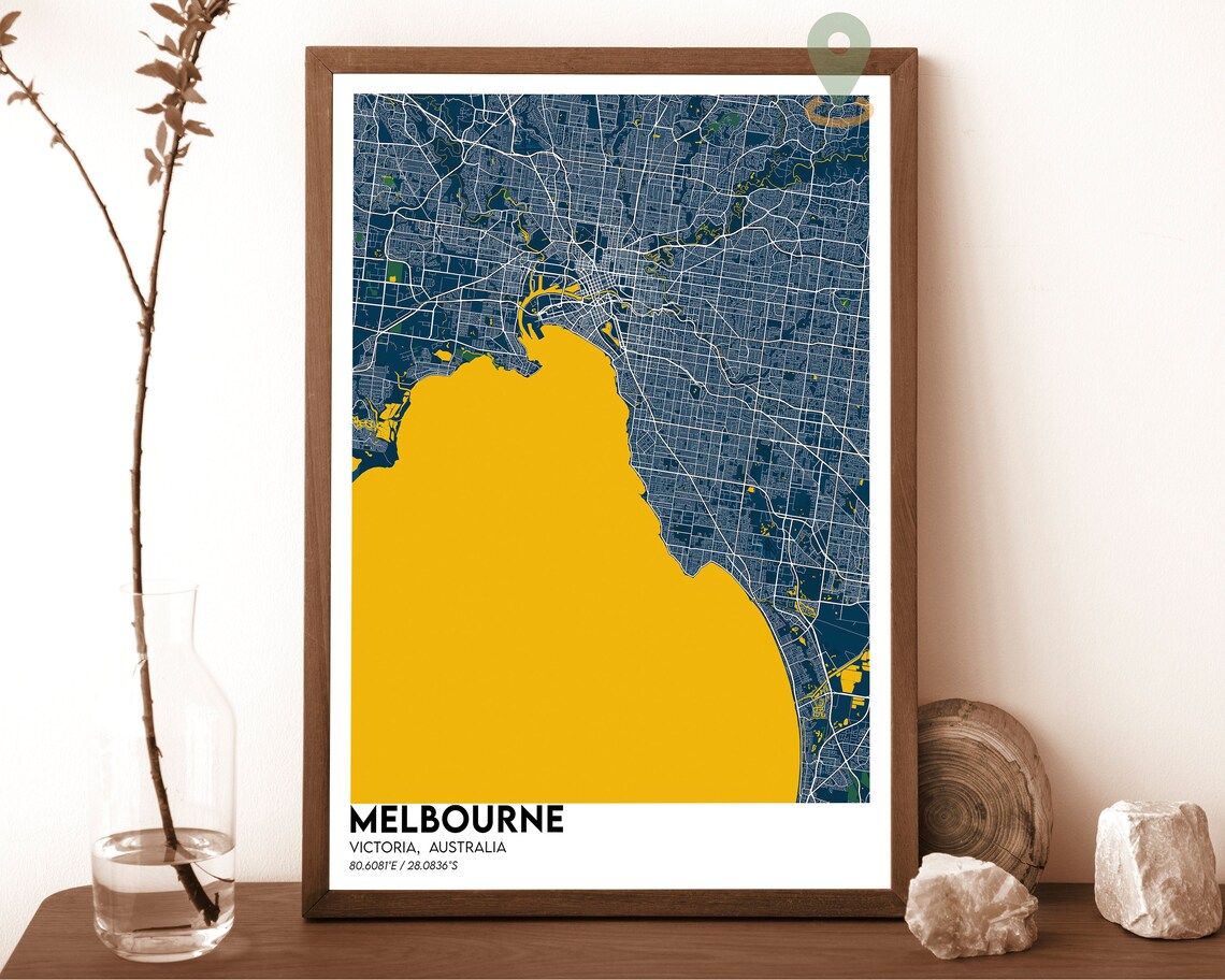 Melbourne Victoria Australia Coastal City Street Map Art Poster - Image 6