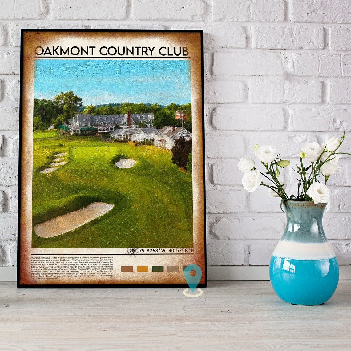 Oakmont Country Club Map Oakmont Country Club Map Print Oakmont Country Club Personalized Map Oakmont Country Club Wall Art - Image 4