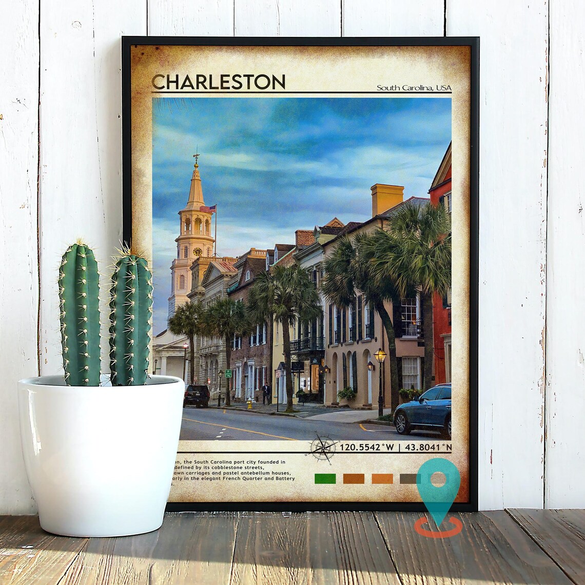 Charleston South Carolina Historic Street Palms Travel Poster - Image 5