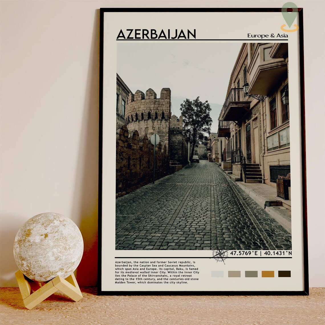 Azerbaijan Baku Old City Walled Street Maiden Tower Photo Poster - Image 3