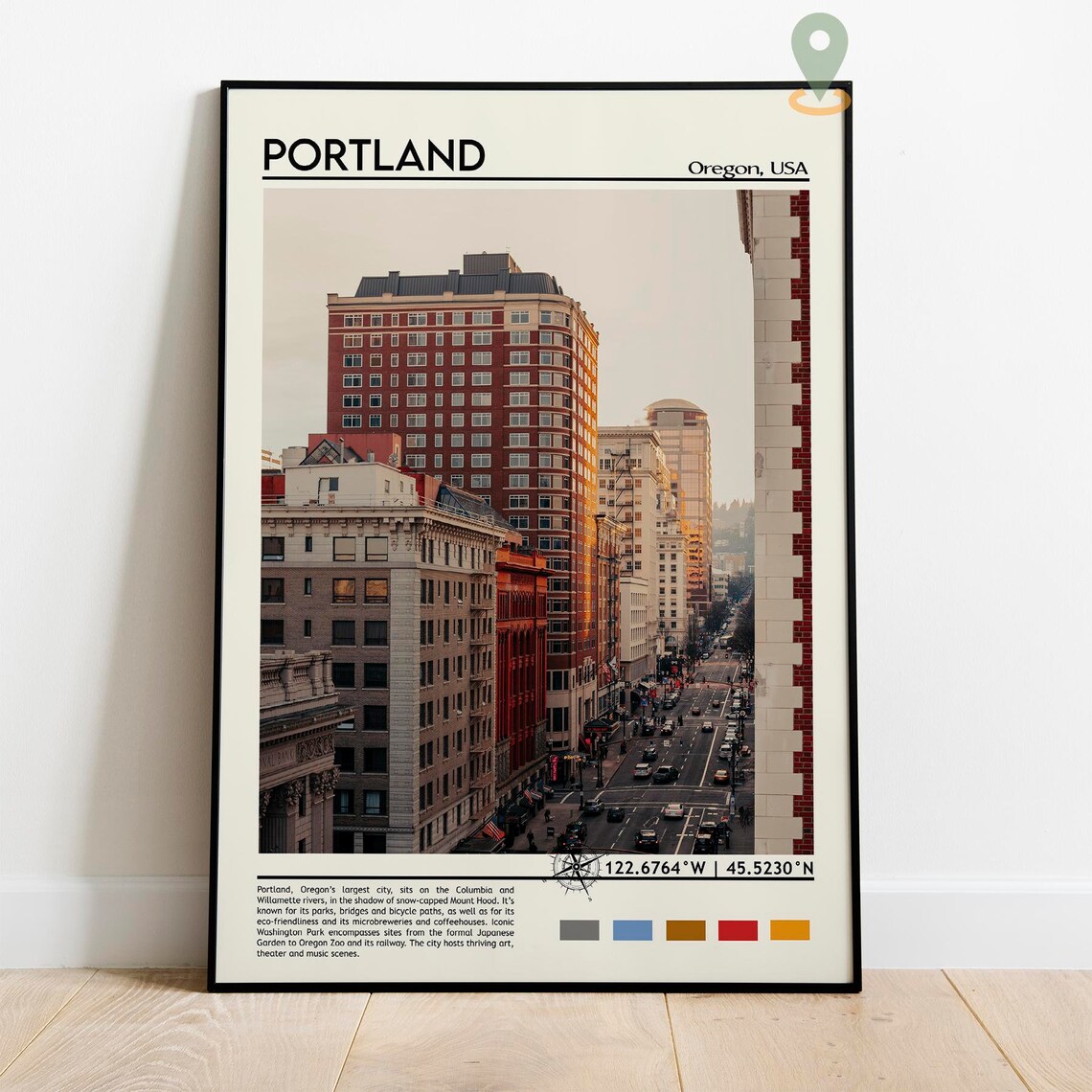 Portland Oregon Downtown Street Skyline Sunset View Travel Poster - Image 5