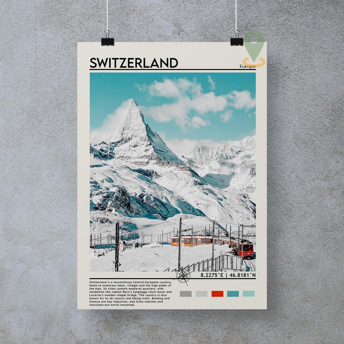 Switzerland Travel Poster Switzerland Print Switzerland Wall Art Switzerland Vintage Poster Switzerland Photo Switzerland Poster Print - Image 4