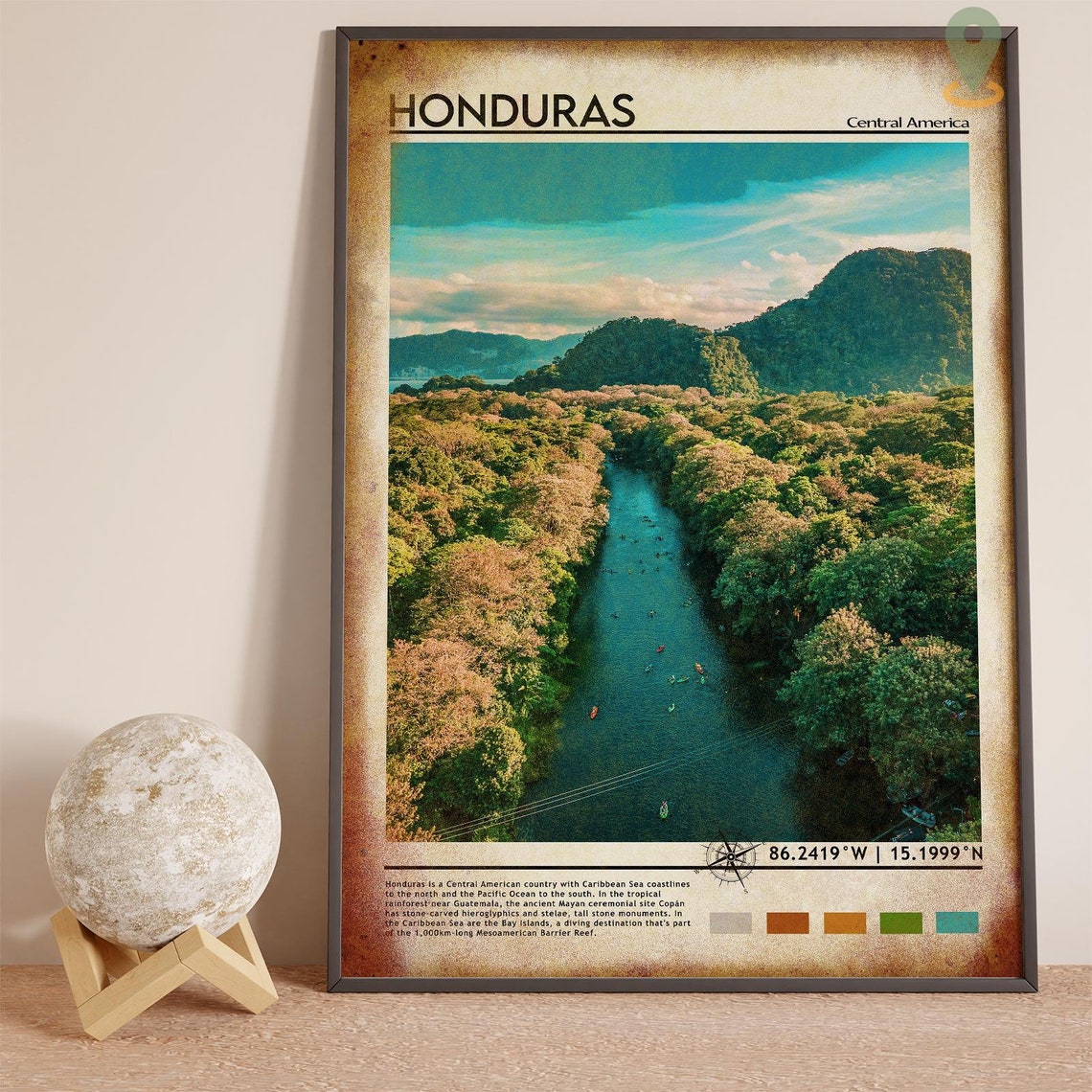 Honduras Print Vintage Poster Honduras Wall Art Honduras Poster Honduras Photo Honduras Poster Print Honduras Poster - Image 2