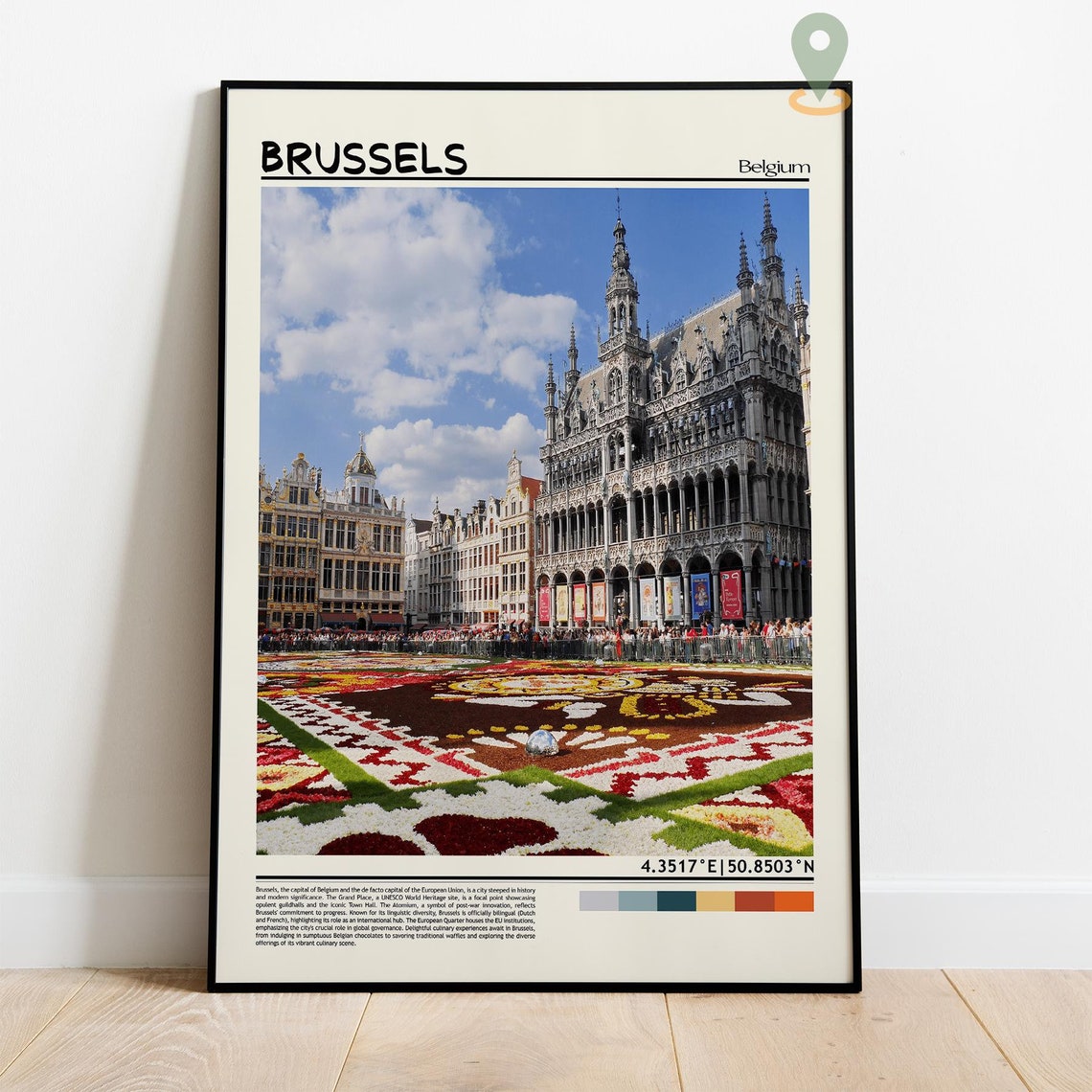 Brussels Belgium Grand Place Flower Carpet Square Photo Poster - Image 2