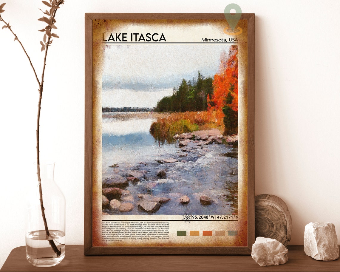 Lake Itasca Minnesota USA Fall Foliage Lakeside Trail Travel Poster - Image 6