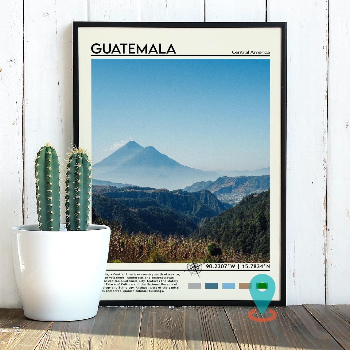 Guatemala Central America Twin Volcanoes Misty Highlands Poster - Image 4