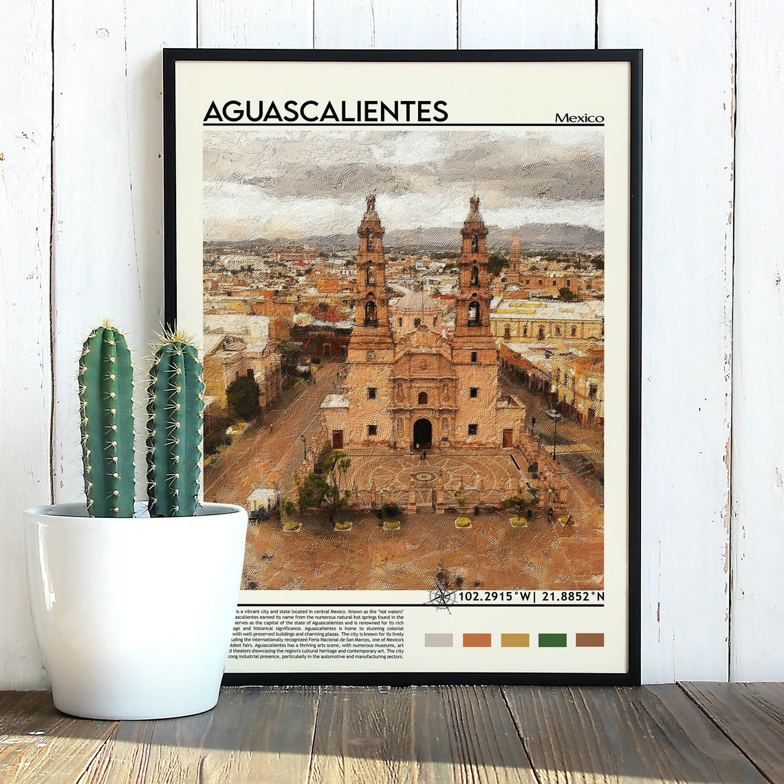 Aguascalientes Print Aguascalientes Poster Aguascalientes Wall Art Aguascalientes Travel Print Aguascalientes Art Print Mexico Poster - Image 5
