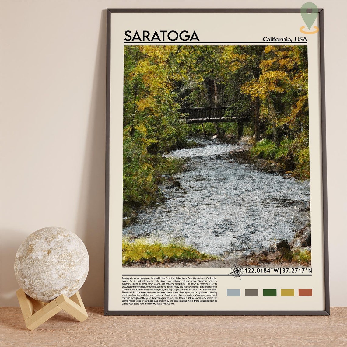Saratoga Print Saratoga Poster Saratoga Wall Art Saratoga Travel Print Saratoga Art Print Saratoga Artwork Saratoga Photo California - Image 3