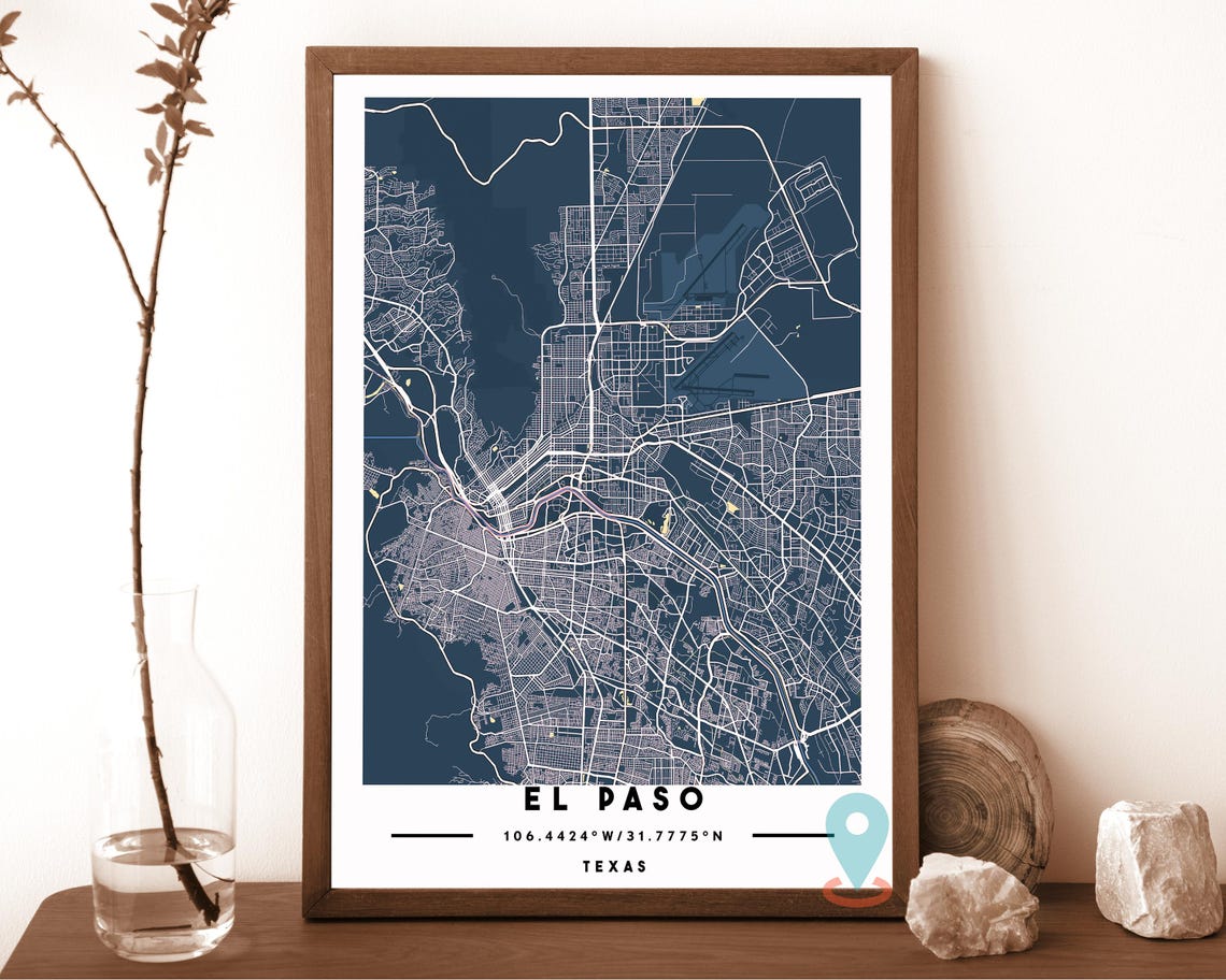 El Paso Texas Cream Copper City Street Map Coordinates Travel Poster - Image 6