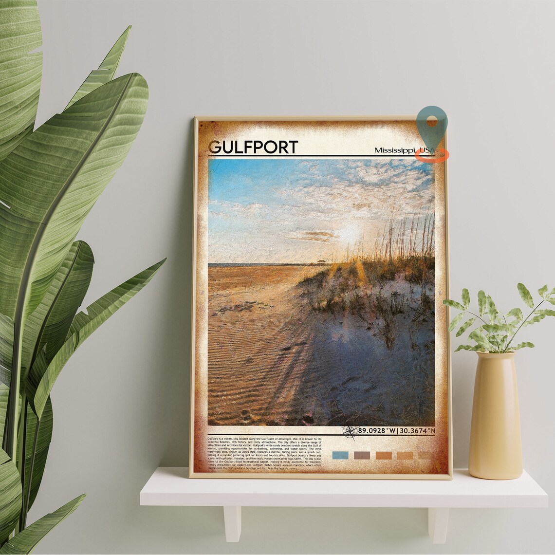 Gulfport Mississippi Gulf Coast Beach Sunset Dunes Travel Poster - Image 4