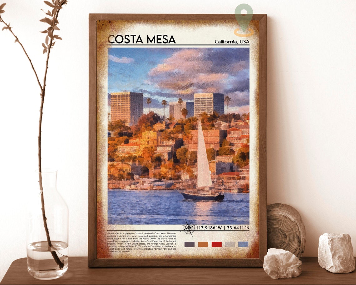 Costa Mesa California Sailboat Harbor Newport Sunset Travel Poster - Image 6