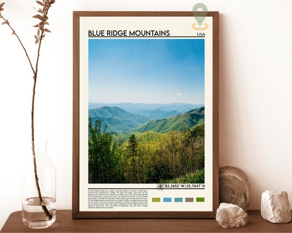 Blue Ridge Mountains Print Blue Ridge Parkway Print Blue Ridge Mountain Wall Art Mountain Print Mountain Home Decor Mountain Art Print