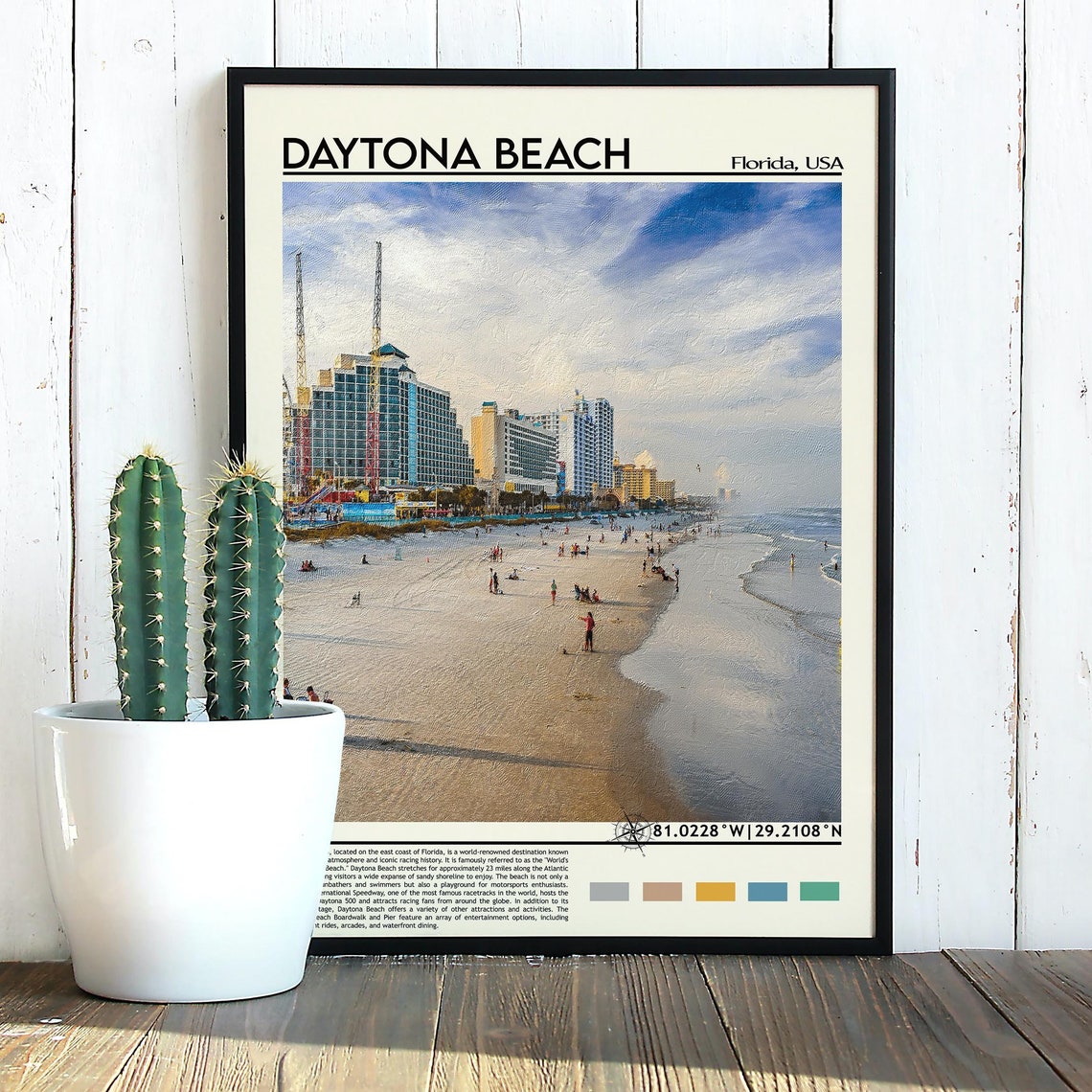 Daytona Beach Florida Ocean Hotels Sand Boardwalk Travel Poster - Image 3