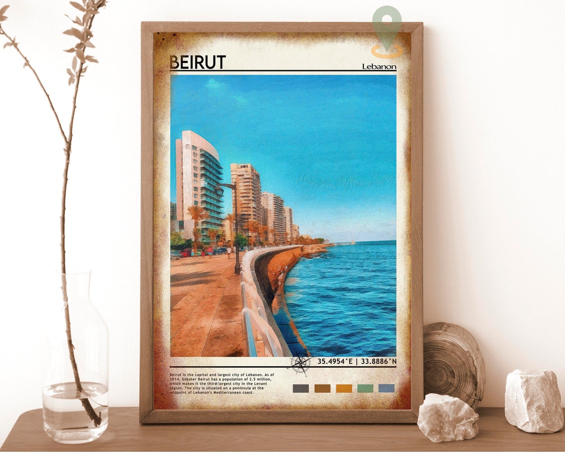 Beirut Lebanon Seafront Corniche Mediterranean City Travel Poster - Image 6