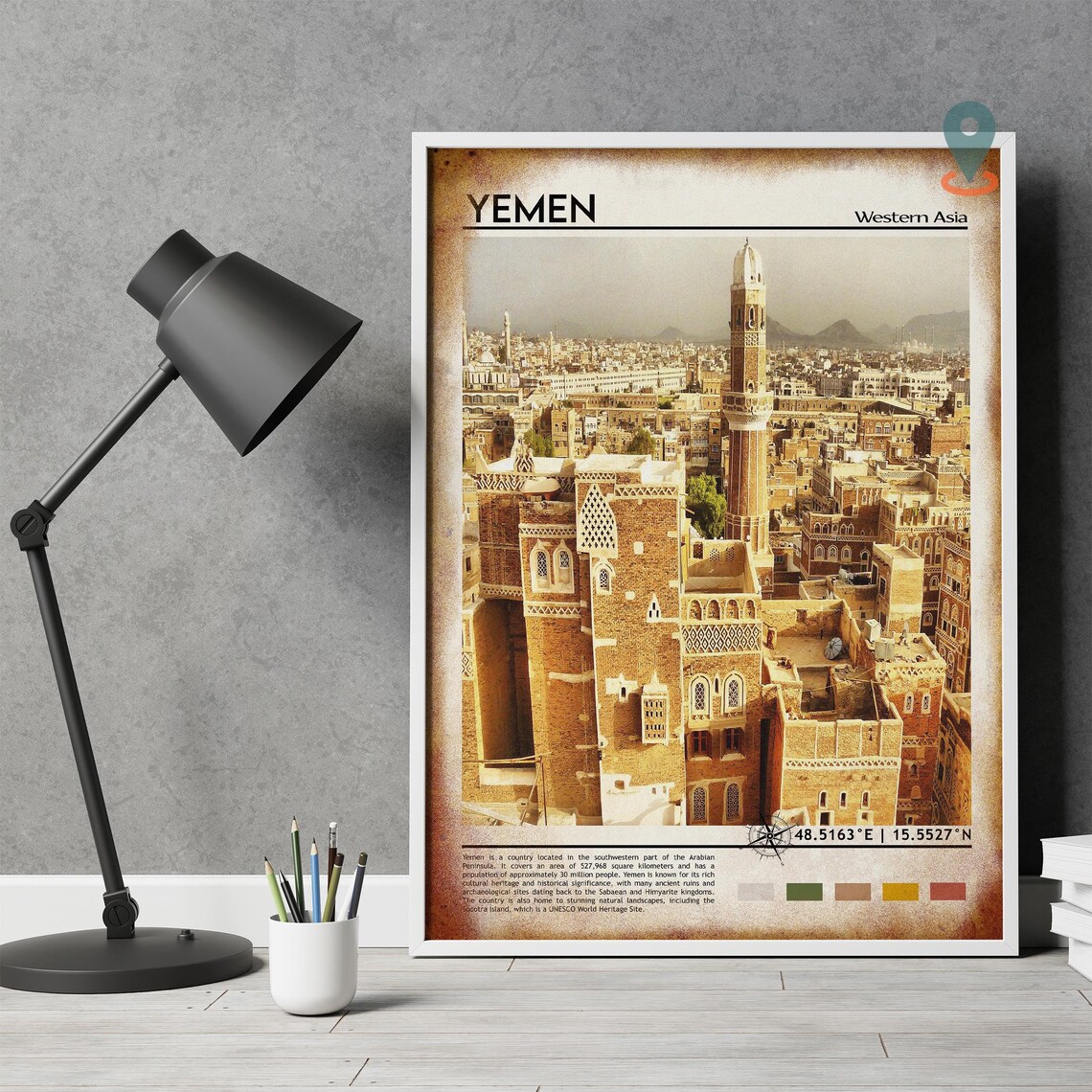 Old Sanaa Yemen Ancient Tower Houses Cityscape Travel Poster - Image 4