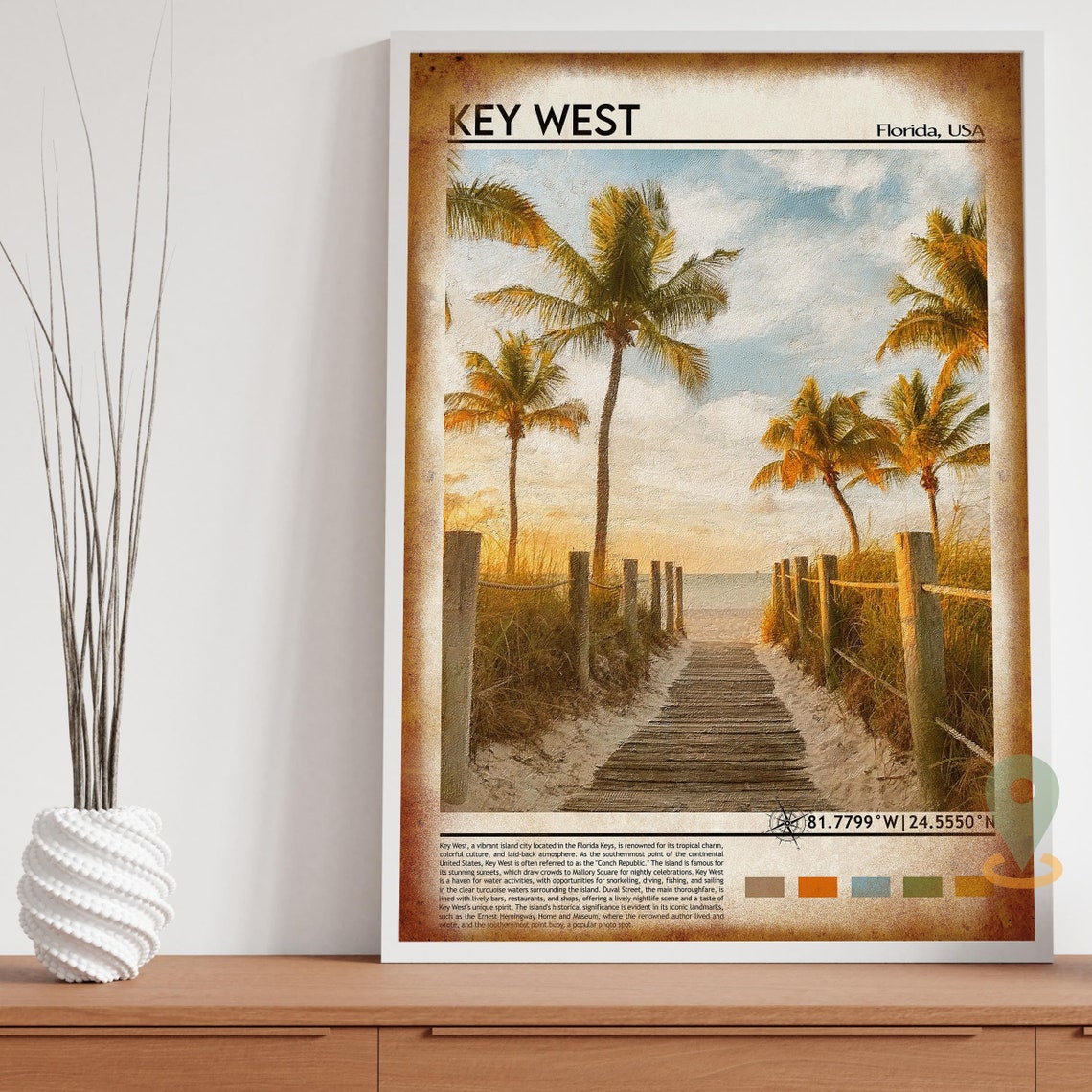 Key West Florida Palm Beach Sunset Photo Travel Poster Home Decor - Image 4