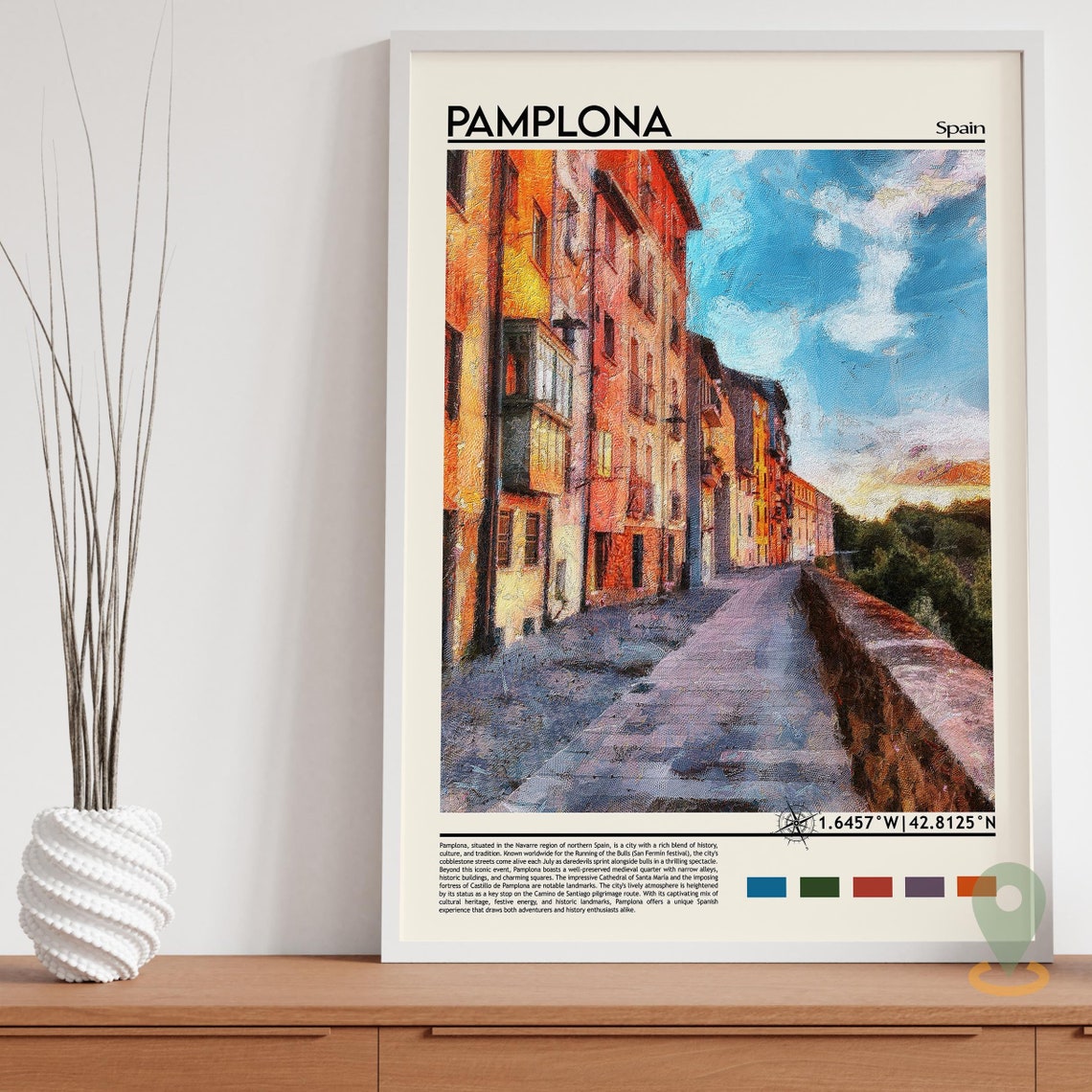 Pamplona Print Pamplona Poster Pamplona Wall Art Pamplona Travel Print Pamplona Art Print Pamplona Artwork Spain Travel Print - Image 5
